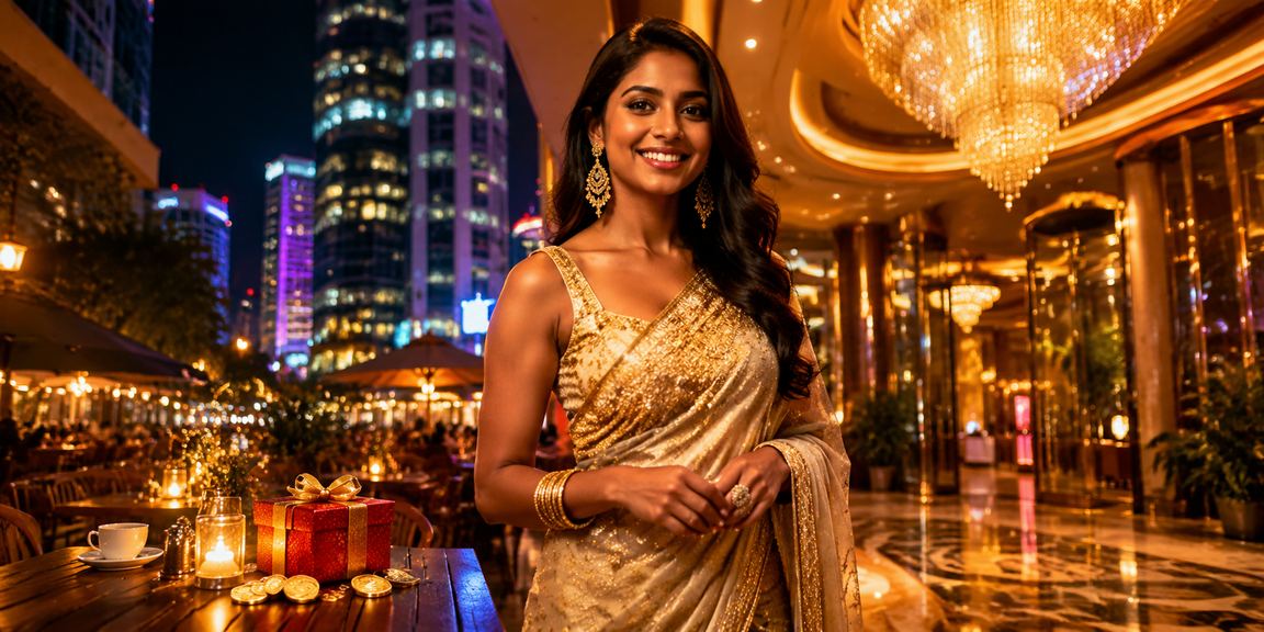 Vibrant Indian casino night market with players enjoying online gambling